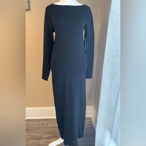 NWT ISABEL Maternity Solid Black Stretchy L/S Midi Dress M